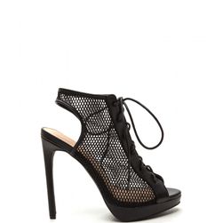 Incaltaminte Femei CheapChic Mesh In Love Lace-up Booties Black