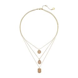 Vince Camuto Triple Layer Pendant Necklace Worn Gold/Milky Light Peach