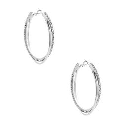 Bijuterii Femei GUESS Rhinestone Crisscross Hoop Earrings silver