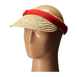 Accesorii Femei San Diego Hat Company WSV0005 4 Inch Brim Straw Clip On Visor with Bow Red