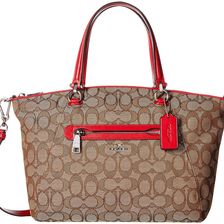COACH Signature Prairie Satchel SV/Khaki/True Red
