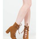 Incaltaminte Femei CheapChic Play Your Lace Faux Suede Block Heels Mocha