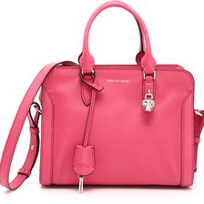 Alexander McQueen Small Padlock Zip Grain Calfskin Bag ROSE HIP