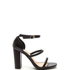 Incaltaminte Femei CheapChic Sleek Step Triple Strap Heels Black