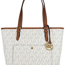 Michael Kors Jet Set Large Top Zip Snap Pocket Tote - Vanilla N/A