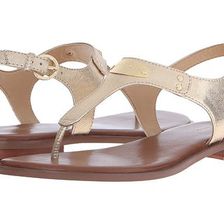 Incaltaminte Femei Michael Kors MK Plate Thong Pale Gold Metallic Saffiano