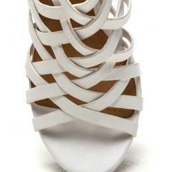 Incaltaminte Femei CheapChic Pull Together Woven Faux Leather Heels White