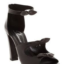 Incaltaminte Femei Delman Drue Bow Tied Heeled Sandal BLACK CALFSKIN-NAPPA
