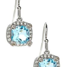 Bijuterii Femei Savvy Cie White London Blue Topaz Cushion Drop Earrings SILVER-BLUE-WHITE