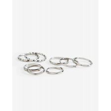 Bijuterii Femei CheapChic Haven Textured Midi Ring Set Met Slvr