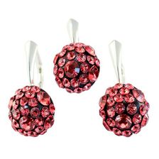 Set argint 925, cu Swarovski Elements, Chaton Ball, indian Pink