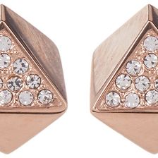 Fossil Pave Crystal Geo Stud Earrings ROSE GOLD