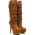 Incaltaminte Femei CheapChic Fringe Worthy Faux Suede Platform Boots Chestnut