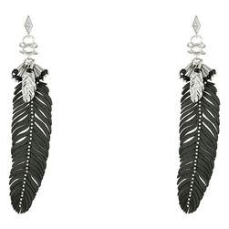 Rebecca Minkoff Leather Feather Drop Earrings Imitation Rhodium/Crystal Lab