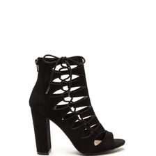 Incaltaminte Femei CheapChic Side Chick Laced-up Faux Suede Booties Black