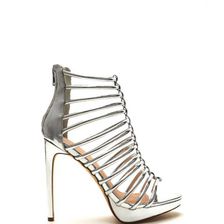 Incaltaminte Femei CheapChic Irresistible Caged Metallic Heels Silver