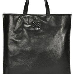 Loewe Vega Shopper Black Leather Tote Handbag N/A