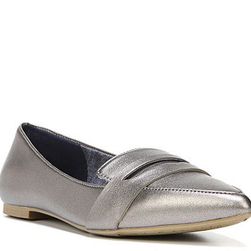 Incaltaminte Femei Dr Scholl\'s Dr Scholls Sofie Flat Pewter Faux Metallic Leather