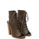 Incaltaminte Femei CheapChic Back It Up Laced Cut-out Booties Olive