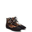 Incaltaminte Femei CheapChic Point It Out Laced Faux Suede Flats Black