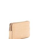 Accesorii Femei Orla Kiely Large Zip Croc Embossed Leather Applique Wallet SAND