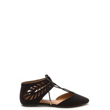 Incaltaminte Femei CheapChic Laced-up Lover Faux Suede Flats Black