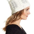 Accesorii Femei Vince Camuto Cable Knit Genuine Rabbit Pompom Beanie EGRET