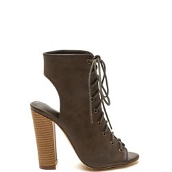 Incaltaminte Femei CheapChic Back It Up Laced Cut-out Booties Olive