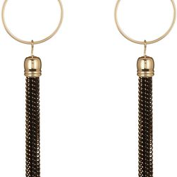 14th & Union Long Ring Tassel Drop Earrings BLACK-GOLD