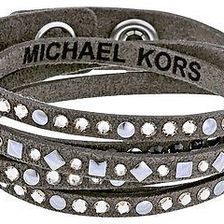 Michael Kors Crystal Gunmetal-Tone Leather Bracelet MKJ5077796 N/A