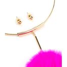 Bijuterii Femei CheapChic All Faux Fur It Pom-pom Necklace Set Pink