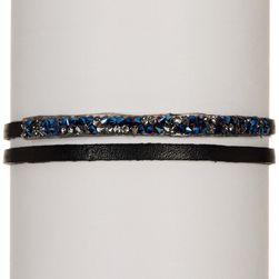Free Press Faux Leather Rock Candy Wrap Bracelet BLUE MULTI-BLACK-RHODIUM