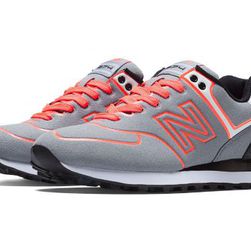 Incaltaminte Femei New Balance Womens Neon Lights 574 Light Grey with Coral