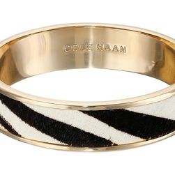 Cole Haan Wide Hinged Leather Inlay Bangle Gold/Zebra Pony Hair