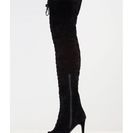 Incaltaminte Femei CheapChic Velvet Vibe Thigh-high Lace-up Boots Black