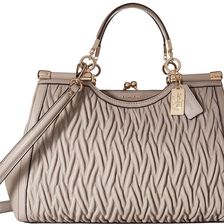 COACH Madison Gathered Twist Leather Carrie Grey Birch