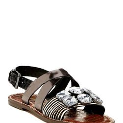 Incaltaminte Femei Sam Edelman Dorsey Genuine Cow Hair Slingback Sandal BLK-IVRY