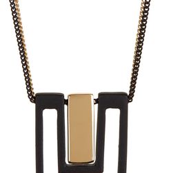 Natasha Accessories Two-Tone Geo Pendant Necklace BLACK-GOLD
