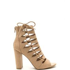 Incaltaminte Femei CheapChic Side Chick Laced-up Faux Suede Booties Natural