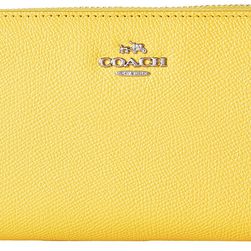 COACH Crossgrain Leather Accordian Zip Wallet SV/Canary
