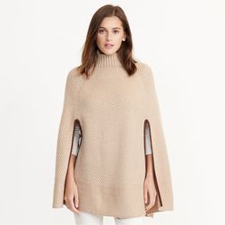 Ralph Lauren Wool-Blend Mockneck Capelet Camel