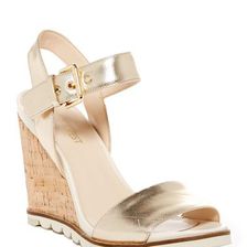 Incaltaminte Femei Nine West Gronigen Open Toe Wedge Sandal LT GOLD MT