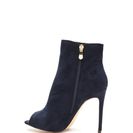 Incaltaminte Femei CheapChic Peep Show Faux Suede Stiletto Booties Navy