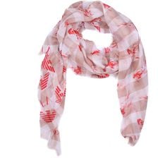 Armani Jeans Scarf Red Fishes Beige