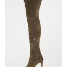 Incaltaminte Femei CheapChic Velvet Vibe Thigh-high Lace-up Boots Olive