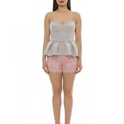 Bustiera gri, cu peplum, Emily G