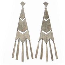 Ralph Lauren Fringed Chevron Earrings Silver