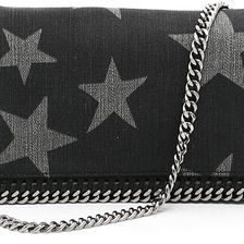 Stella McCartney Shaggy Deer Falabella Crossbody Clutch BLACK