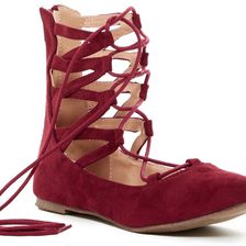 Chase & Chloe Preston Lace-Up Flat BURGUNDY