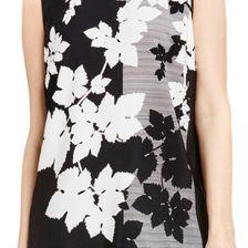 Vince Camuto 'Floral Screen' Sleeveless Mixed Media Top RICH BLACK